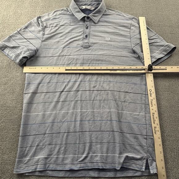 Travis Mathew Polo Shirt Medium Striped Short Sleeve Golf Golfing Casual Men's - Picture 10 of 14